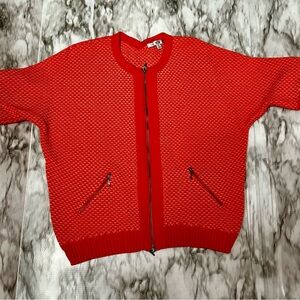 CaBI Orange Knit Zip Up Cardigan Sweater Women’s Sz M 3/4 Sleeve Cozy Warm Sweet
